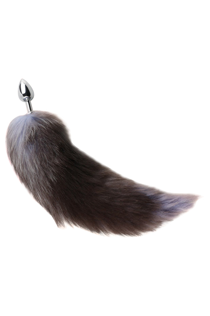 Faux fur Foxy Tail Metal Butt Plug with Flared Safety Base