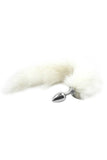 Faux fur Foxy Tail Metal Butt Plug with Flared Safety Base