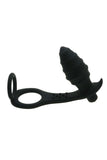 Silicone Penis Ring Vibrating Anal Plug Black