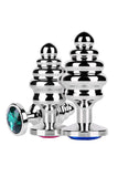 Classic Stainless Steel Ribbed Butt Plug with Sparkly Jewel Base