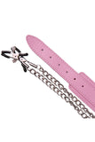 Pink Leather Collar with Nipple Clamps Set