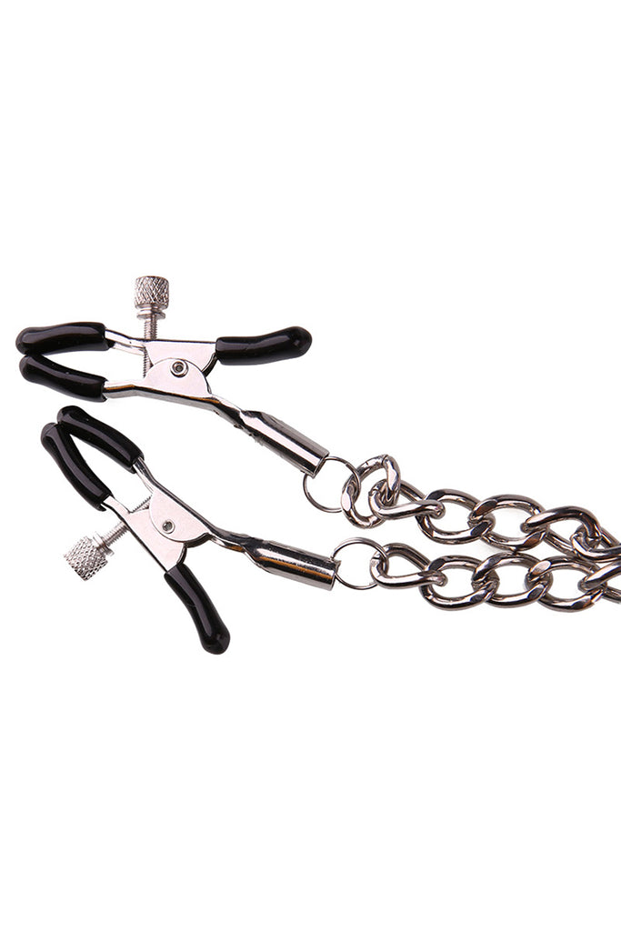Pink Leather Collar with Nipple Clamps Set