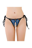 Sexy Embroidered Adjustable Side Tie Crotchless panties
