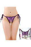 Sexy Embroidered Adjustable Side Tie Crotchless panties