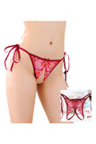 Sexy Embroidered Adjustable Side Tie Crotchless panties
