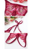 Sexy Embroidered Adjustable Side Tie Crotchless panties