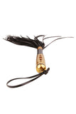 PU Pleasure Spanking Flogger with Golden Alloy Coated Handle