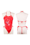 Retro Embroidery Stomachers and Matching Thong Red