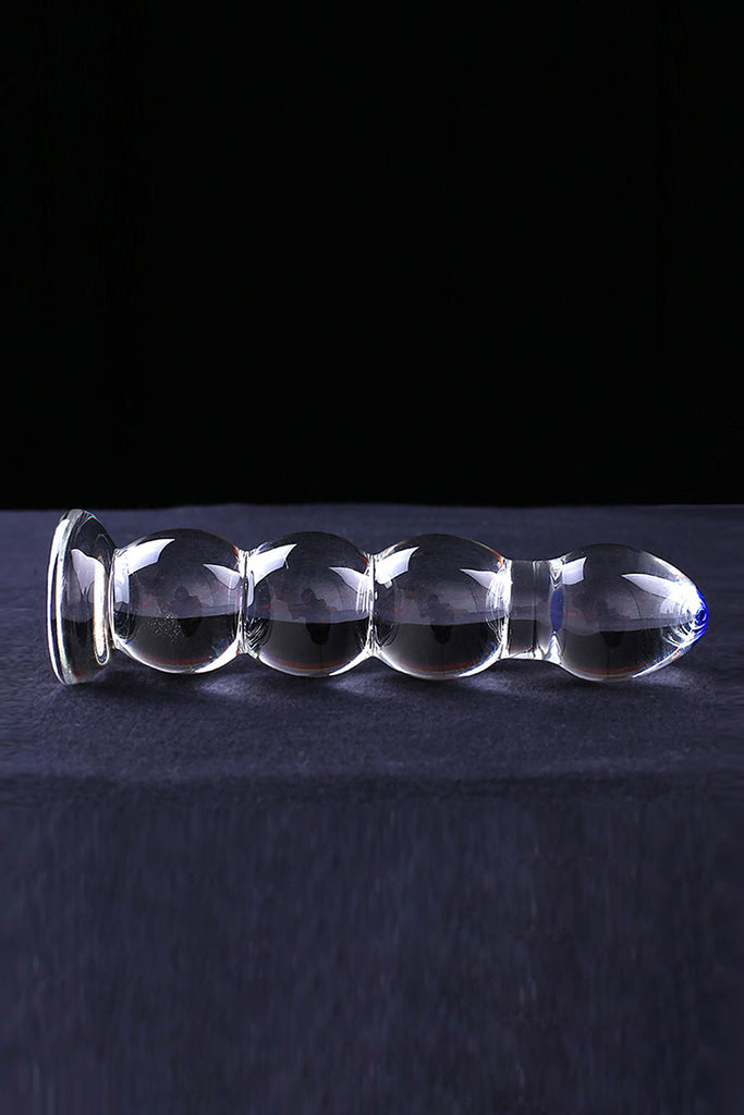 Crystal glass Beaded Dildo Vagina and Anal Plug - Transparent
