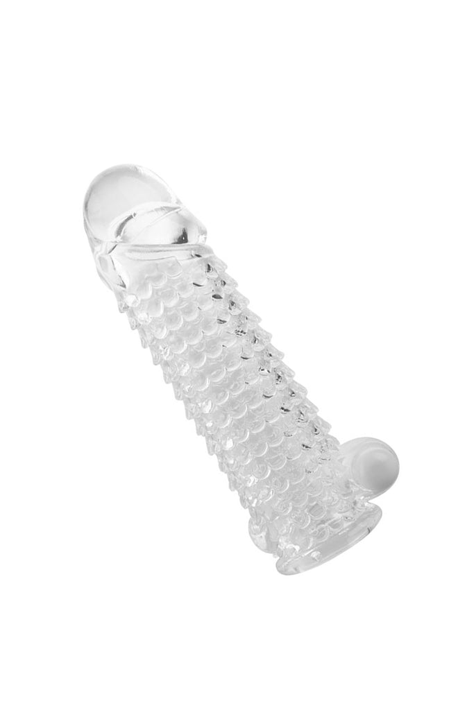 Extra Inches Clear Textured Vibrating Penis Extender