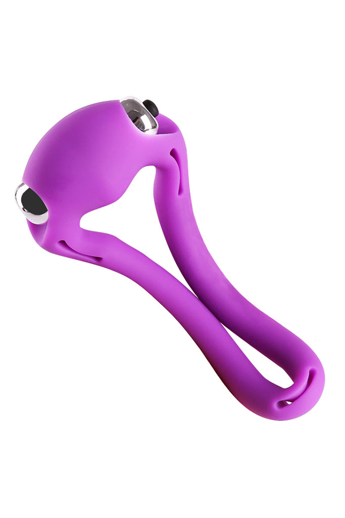 Silicone Penis Ring with Powerful Vibrating Bullet Purple