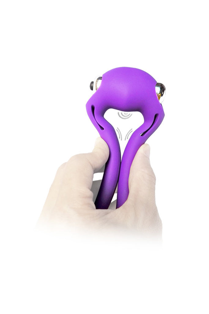 Silicone Penis Ring with Powerful Vibrating Bullet Purple