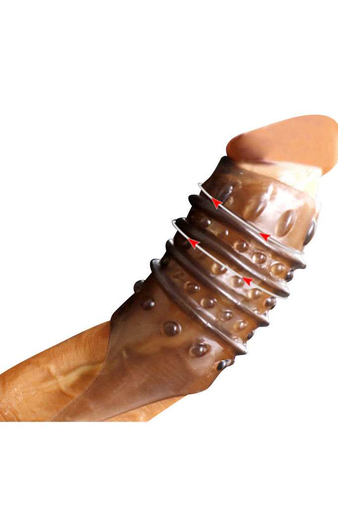 Silicone Penis Sleeve Extender Sex Toy Brown