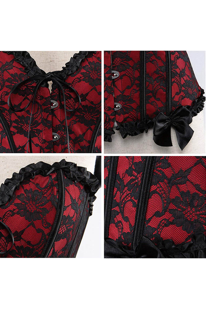 Floral Lace Bowknot Decorated Overbust Corset