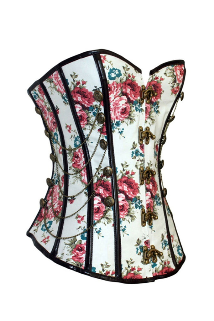 Floral Print Gothic Overbust Corset