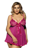 Plus Size Sexy Sheer Lace Babydoll Set