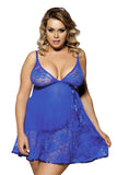 Plus Size Sexy Floral Lace Sheer Babydoll Set