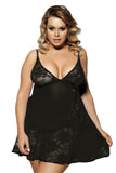 Plus Size Sexy Floral Lace Sheer Babydoll Set