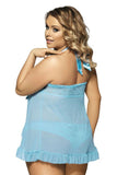 Plus Size Halter Neck Front Slit Sexy Babydoll Set