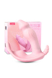Rechargeable Silicone Strapless Strap-On Dildo Vibrator Pink Purple