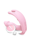 Rechargeable Silicone Strapless Strap-On Dildo Vibrator Pink Purple