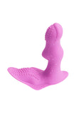 Rechargeable Silicone Strapless Strap-On Dildo Vibrator Pink Purple