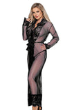Plus Size Sexy Sheer Floral Lace Lingerie Robe