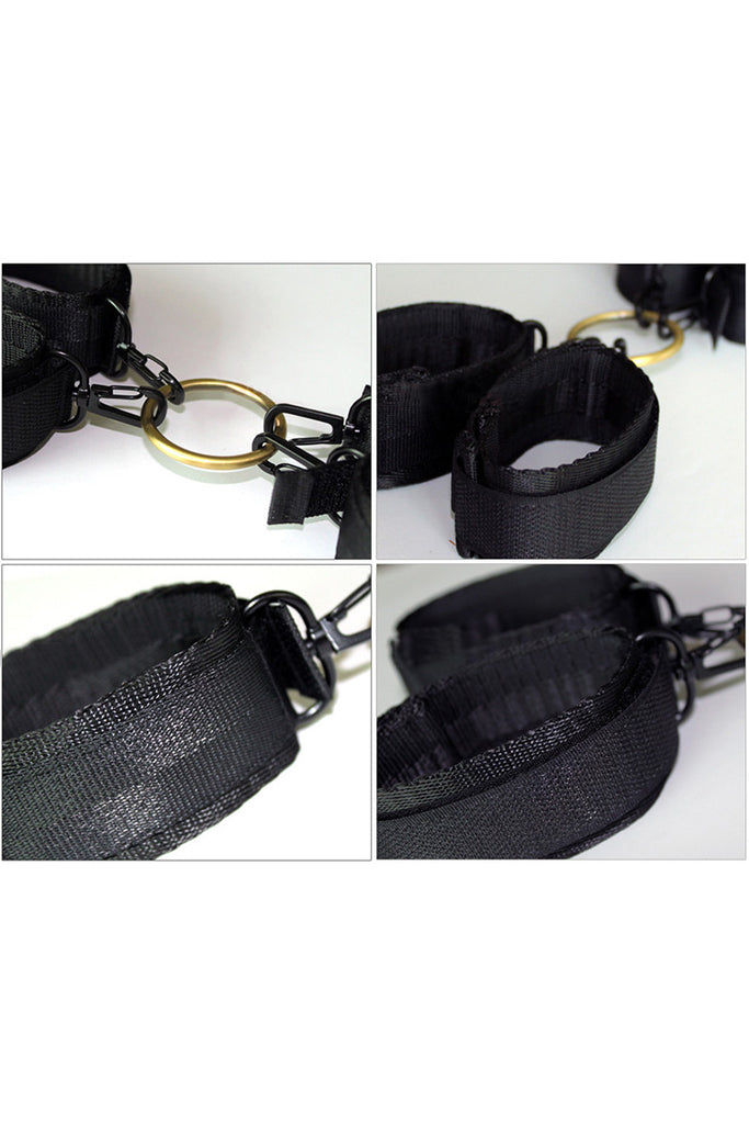 BDSM Nylon Hogtie Restraint with 4 Pc Cuffs