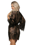 Plus Size Sexy Floral Lace Sheer Robe Set