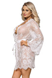 Plus Size Sexy Floral Lace Sheer Robe Set