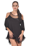Plus Size Sheer Lace Cold Shoulder Mini Dress