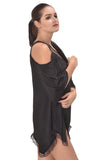 Plus Size Sheer Lace Cold Shoulder Mini Dress