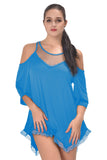 Plus Size Sheer Lace Cold Shoulder Mini Dress