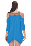 Plus Size Sheer Lace Cold Shoulder Mini Dress