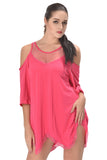 Plus Size Sheer Lace Cold Shoulder Mini Dress