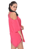 Plus Size Sheer Lace Cold Shoulder Mini Dress