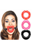 O-Ring Style Silicone Open Mouth Lip Gag Black Red Pink