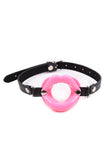 O-Ring Style Silicone Open Mouth Lip Gag Black Red Pink