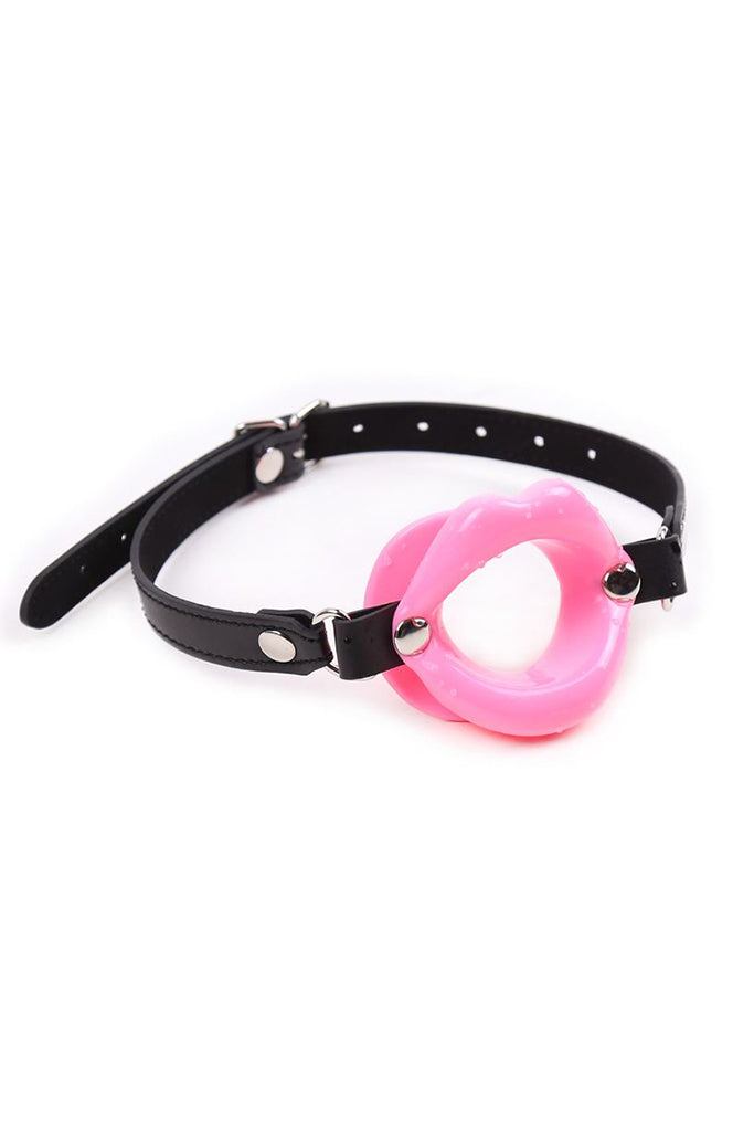 O-Ring Style Silicone Open Mouth Lip Gag Black Red Pink