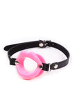 O-Ring Style Silicone Open Mouth Lip Gag Black Red Pink