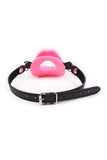 O-Ring Style Silicone Open Mouth Lip Gag Black Red Pink
