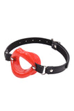 O-Ring Style Silicone Open Mouth Lip Gag Black Red Pink