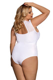 Plus Size Sheer Floral Lace Spliced Bodysuit
