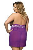 Plus Size Floral Lace Halter Neck Babydoll