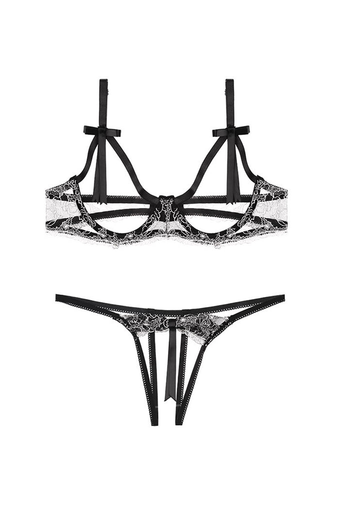 Fee et moi 1/4 Cup Bra and Crotchless Thong Set