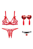 Fee et moi 1/4 Cup Bra and Crotchless Thong Set