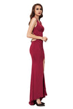 Scoop Neck Sleeveless Side Slit Lace Up Maxi Dress