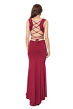 Scoop Neck Sleeveless Side Slit Lace Up Maxi Dress