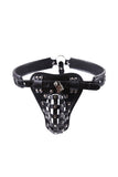 Male Studs Buckle Pouch Thong with Lock Cage