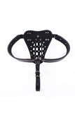Male Studs Buckle Pouch Thong with Lock Cage